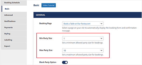 Choose a booking page
