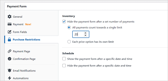 Configure purchase restrictions