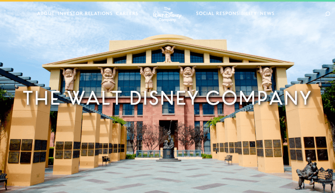 The Walt Disney Company's homepage