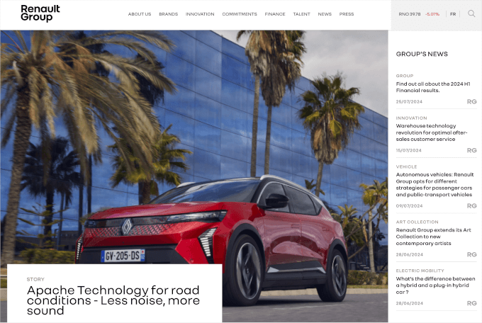 Renault's homepage