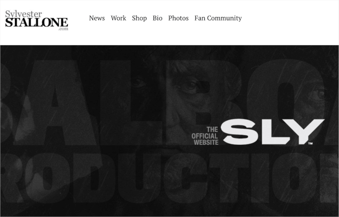 Sylvester Stallone's homepage