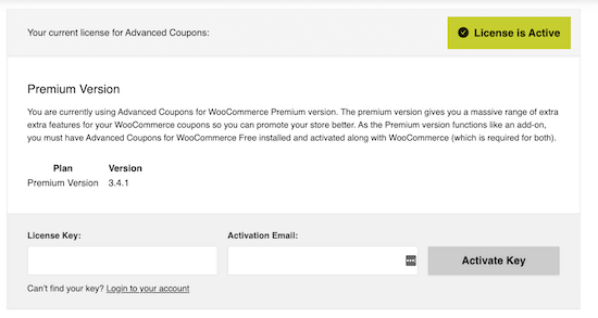 Activating the Advanced Coupons WordPress plugin