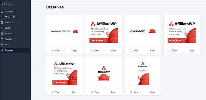 Manage Creatives in AffiliateWP