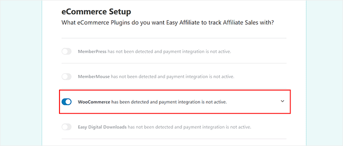 Choose WooCommerce for integration with Easy Affiliate