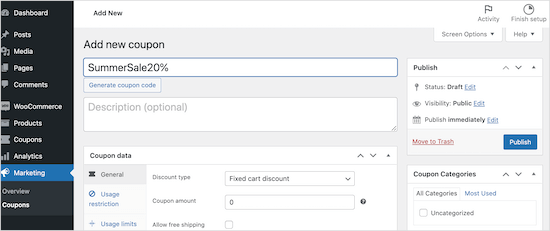 Creating scheduled coupons