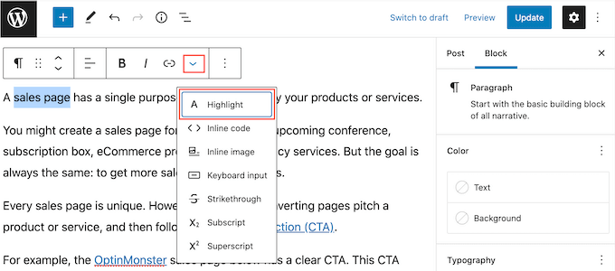 更改 WordPress 中特定单词的文本颜色