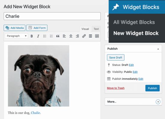 Create widget block