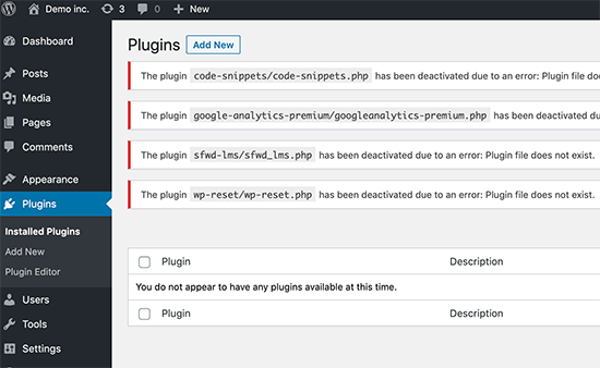 WordPress 插件已停用