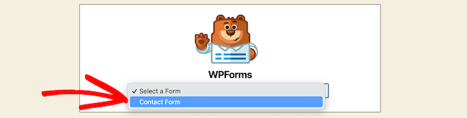 Select contact form from drop down