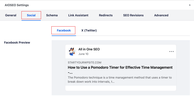 AIOSEO Facebook preview