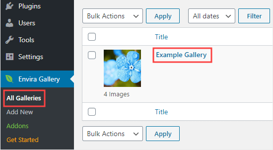 Editing a gallery you've already created in Envira Gallery