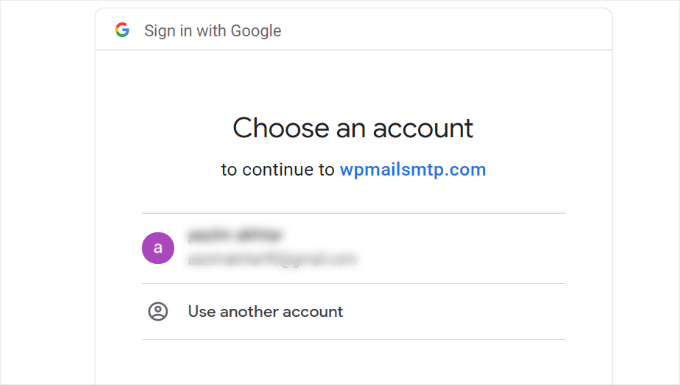 Choose Google account