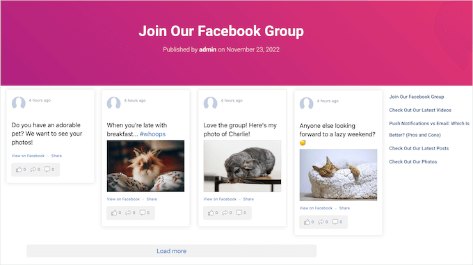 Embedding Facebook group