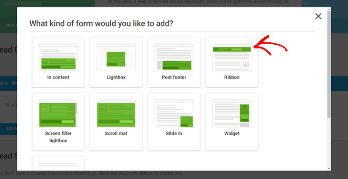 Choose ribbon form type