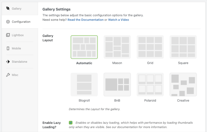 Envira Gallery layouts