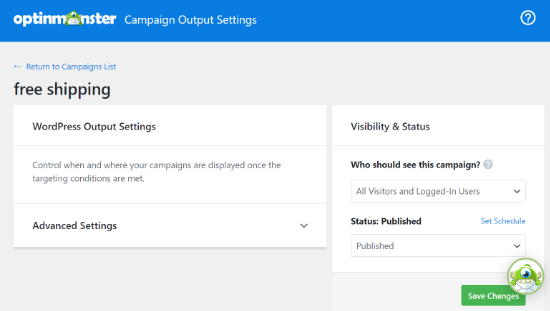 Free shipping bar output settings