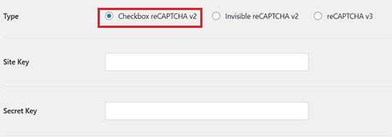 选择 reCAPTCHA v2