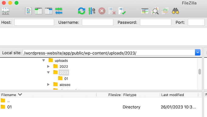 The WordPress default media library structure