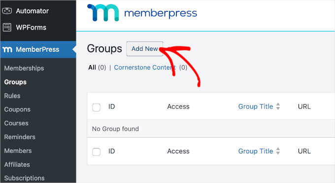 Creating groups in MemberPress