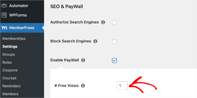 Enabling the paywall feature in MemberPress