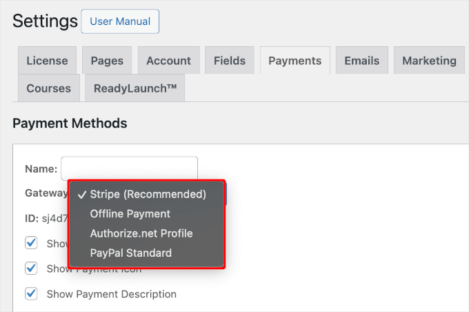 Adding a payment gateway to a MemberPress paywall