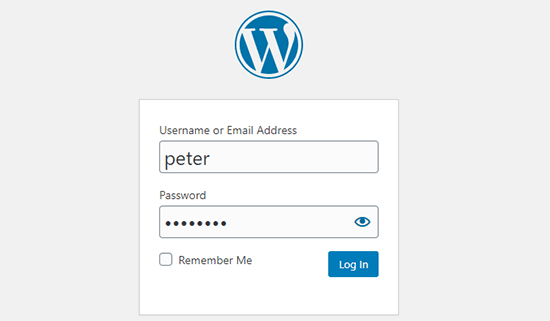 WordPress login page