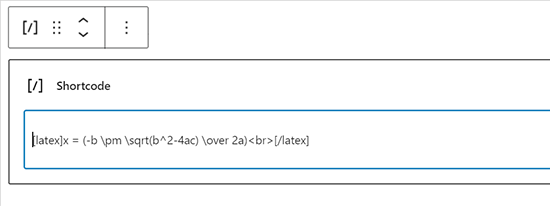 Add your shortcoe with the latex code