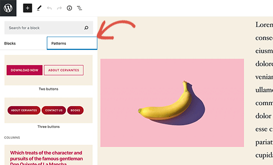 Block patterns in WordPress