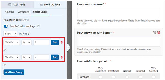 Change the numbers in the conditional logic