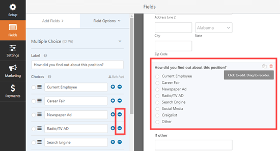 Editing the 'How did you find out about this position?' field