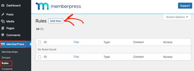 Creating a new content dripping rule