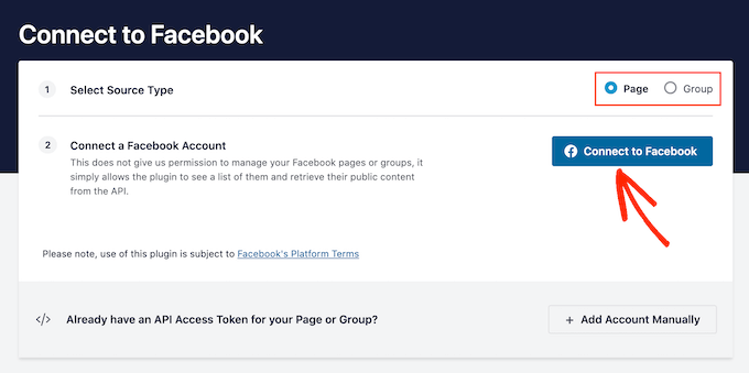 Connecting a Facebook page or group to WordPress