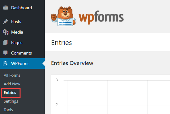 WordPress 管理员中 WPForms 的条目页面