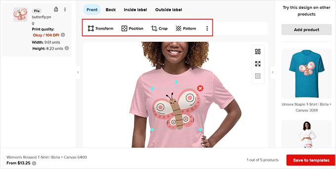 Adjust the image you have added on the shirt