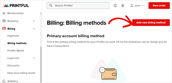 Click Add New billing method button
