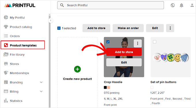 Click Add to Store button for a product you want to add to your store