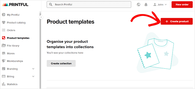 Create product button