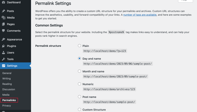 WordPress 固定链接设置