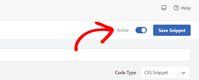 Activate and save CSS snippet