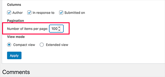 Changing the pagination for the comments to fit more on each page