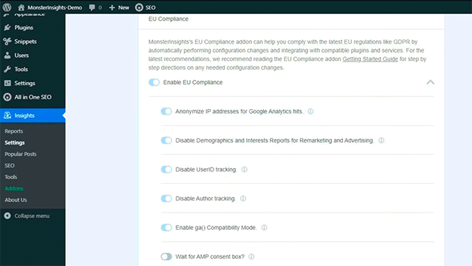 MonsterInsights EU Compliance Addon