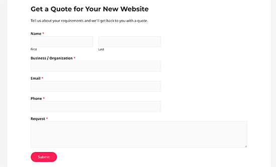 How to Create a Request a Quote Form in WordPress (Step by Step)