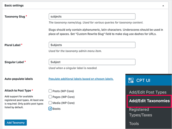 Creating custom taxonomy using plugin