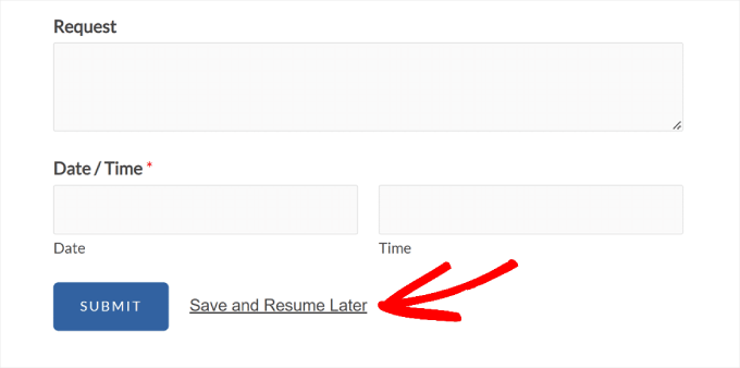 WPForms save and resume feature