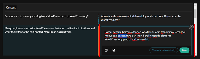 Making changes to WPML's translation