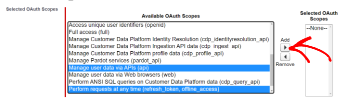 添加 OAuth 范围