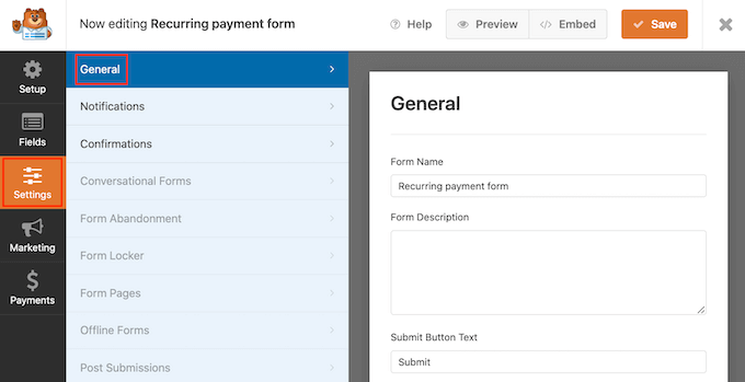 WPForms 插件设置