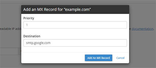 Adding MX Record entry in Bluehost