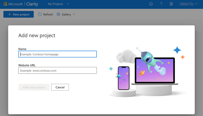 在 Microsoft Clarity 中设置新项目