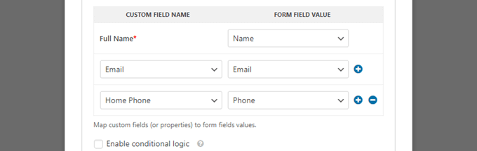 Mapping fields WPForms salesforce